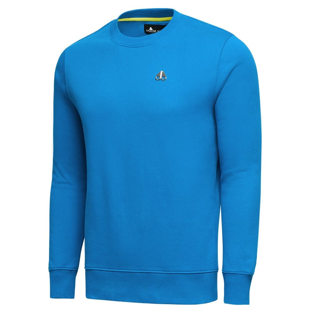 Moose Knuckles Mens Brit Blue Greyfield Crewneck Sweatshirt