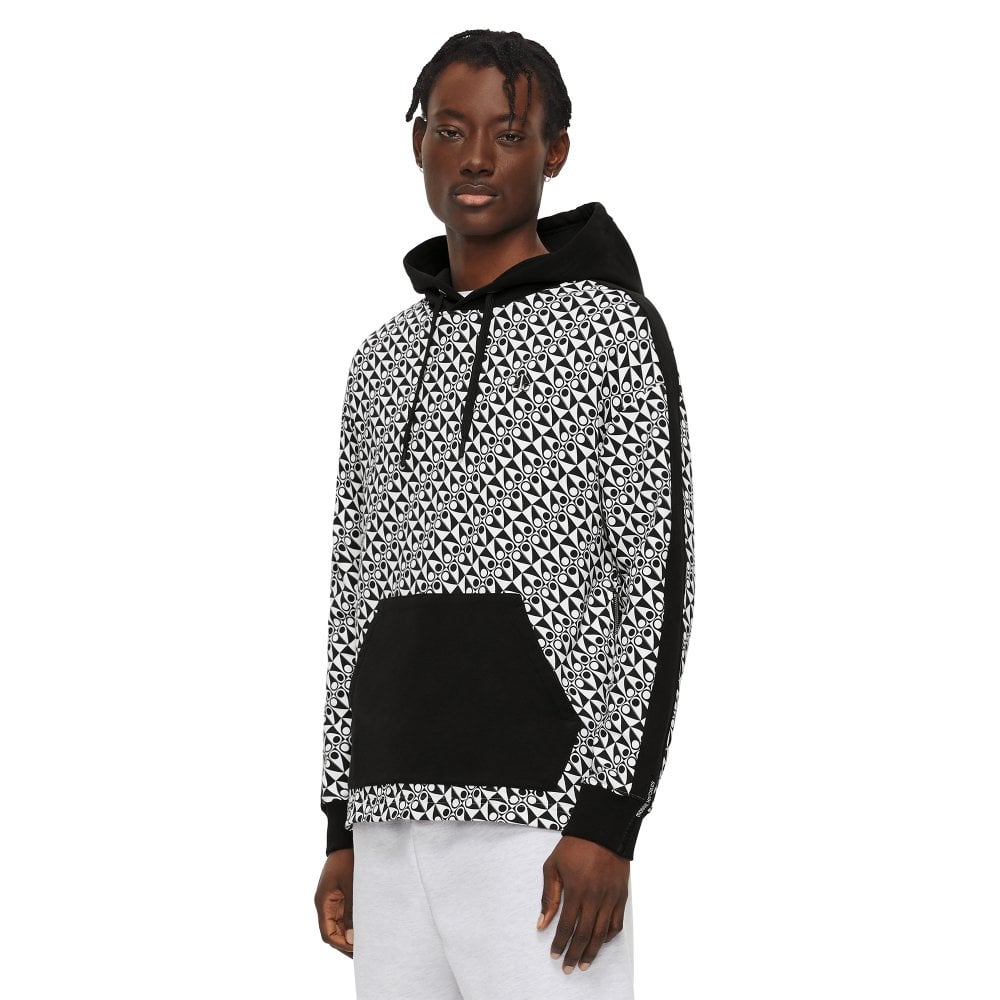 Moose Knuckles Mens Black Checkerboard print Static Pullover Hoodie