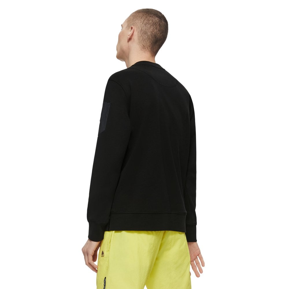 Moose Knuckles Mens Black Mix Media Transit Crewneck Pullover