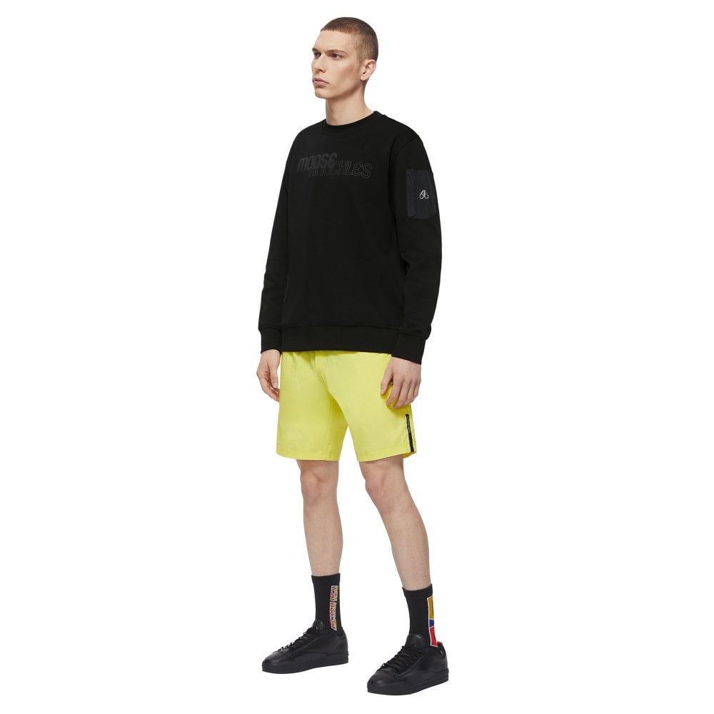 Moose Knuckles Mens Black Mix Media Transit Crewneck Pullover
