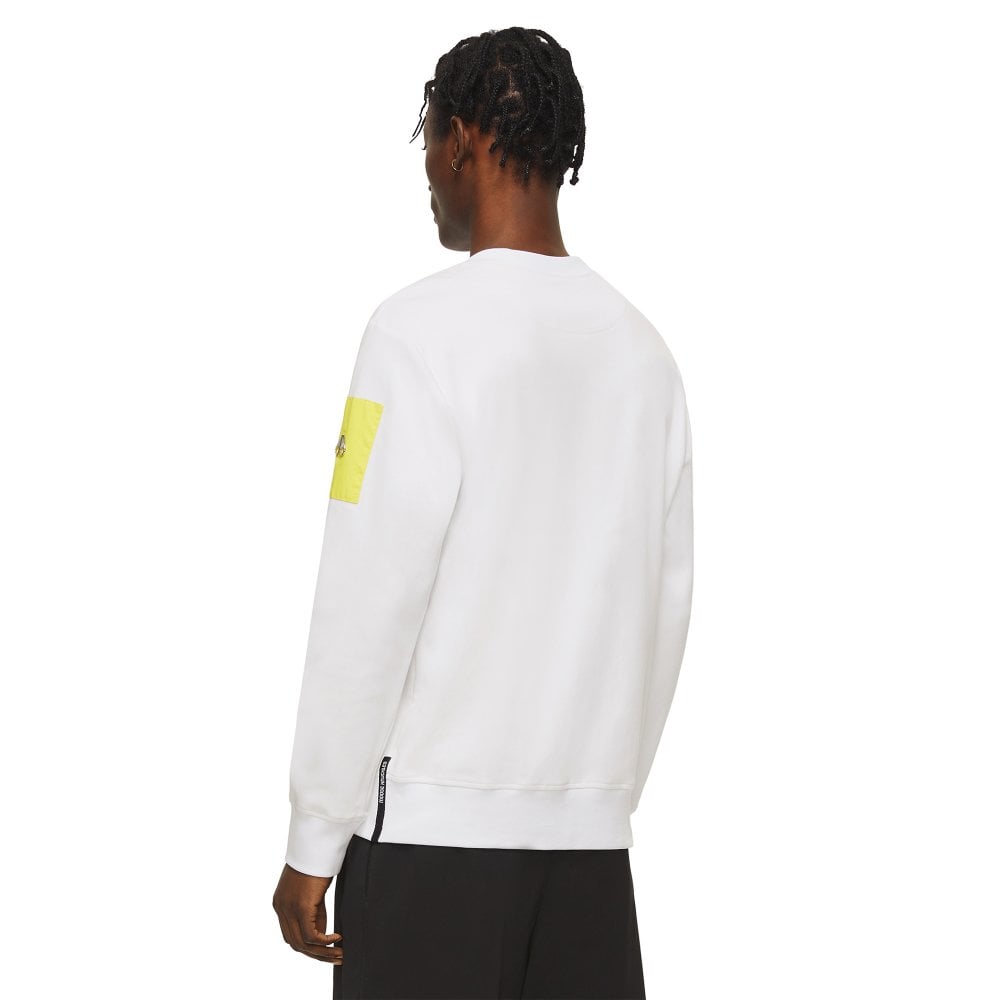 Moose Knuckles Mens White Mix Media Transit Crewneck Pullover