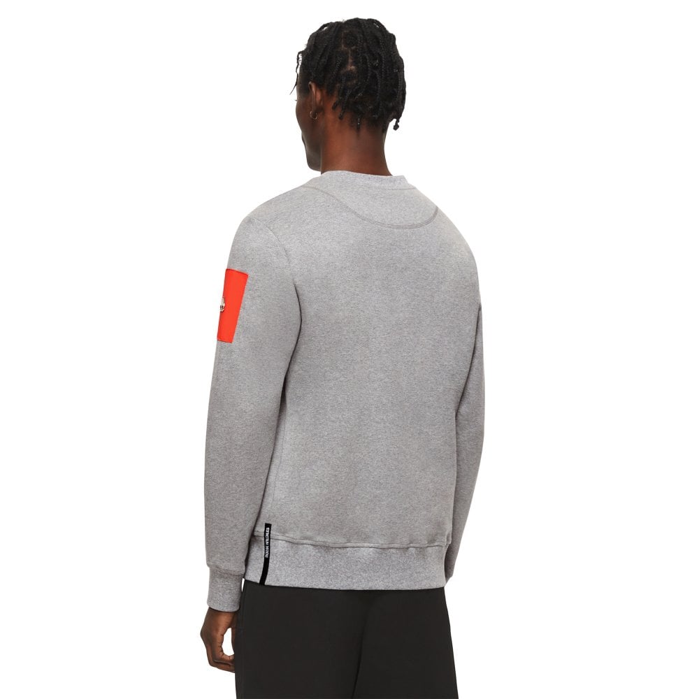 Moose Knuckles Mens Charcoal Mix Media Transit Crewneck Pullover