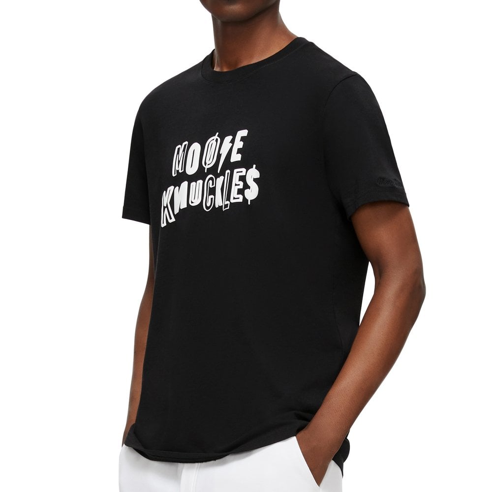 Moose Knuckles Mens Black Punk Script Crewneck T-Shirt