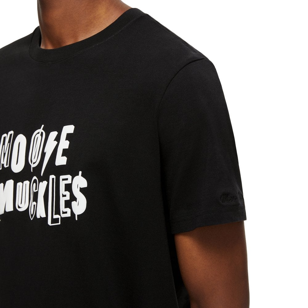 Moose Knuckles Mens Black Punk Script Crewneck T-Shirt