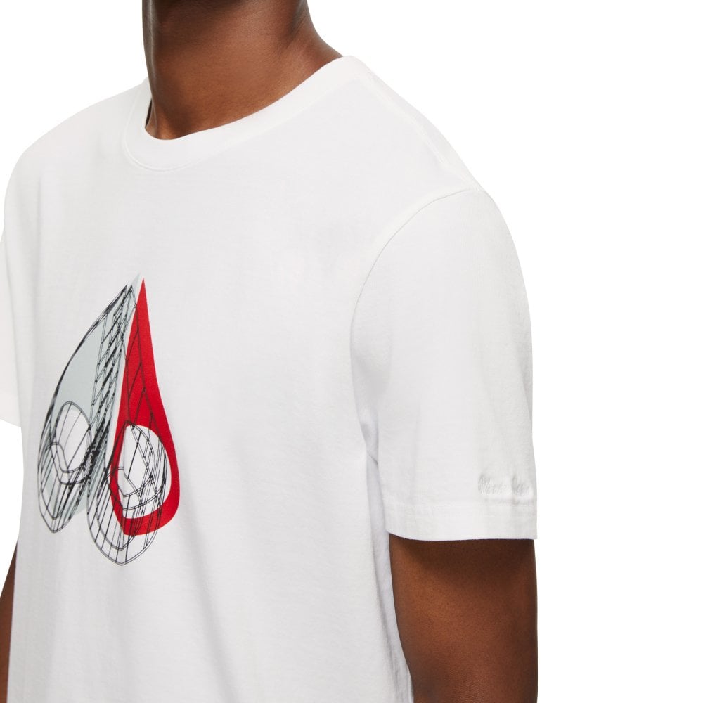 Moose Knuckles Mens White Wireframe 3D Crewneck T-Shirt