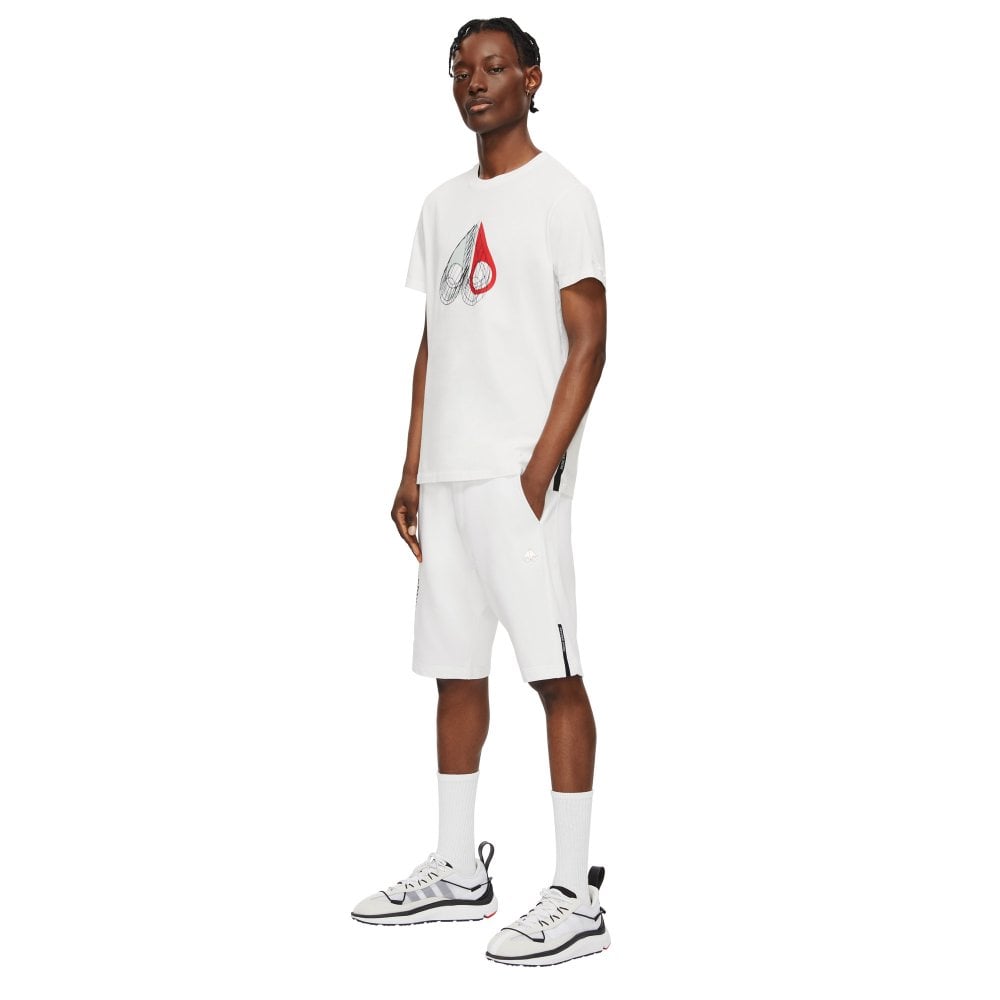 Moose Knuckles Mens White Wireframe 3D Crewneck T-Shirt