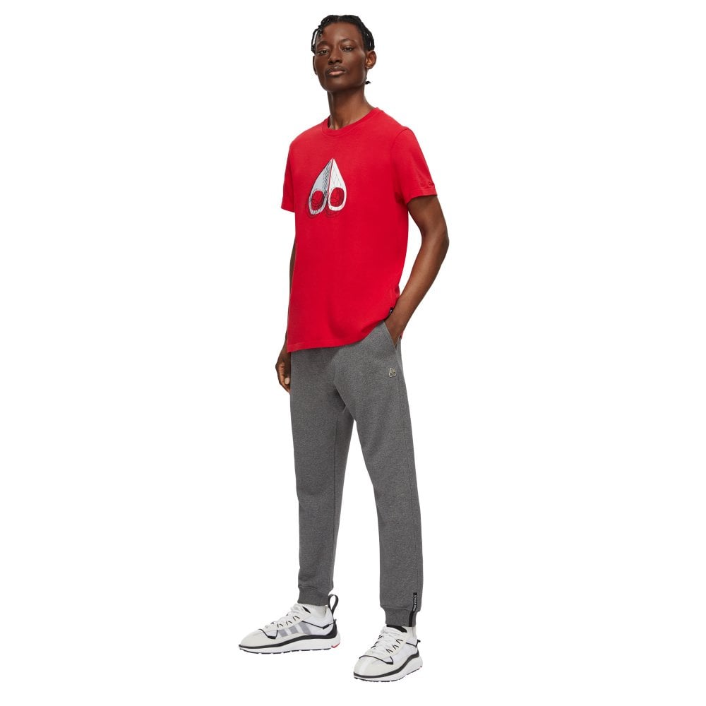 Moose Knuckles Mens Red Wireframe 3D Crewneck T-Shirt