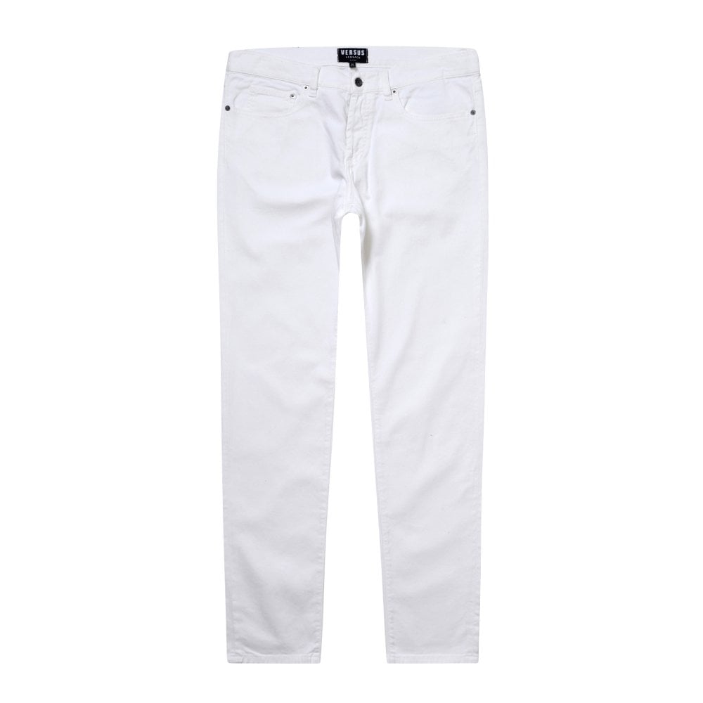 Versus Versace Mens Slim Fit Stretch White Jeans