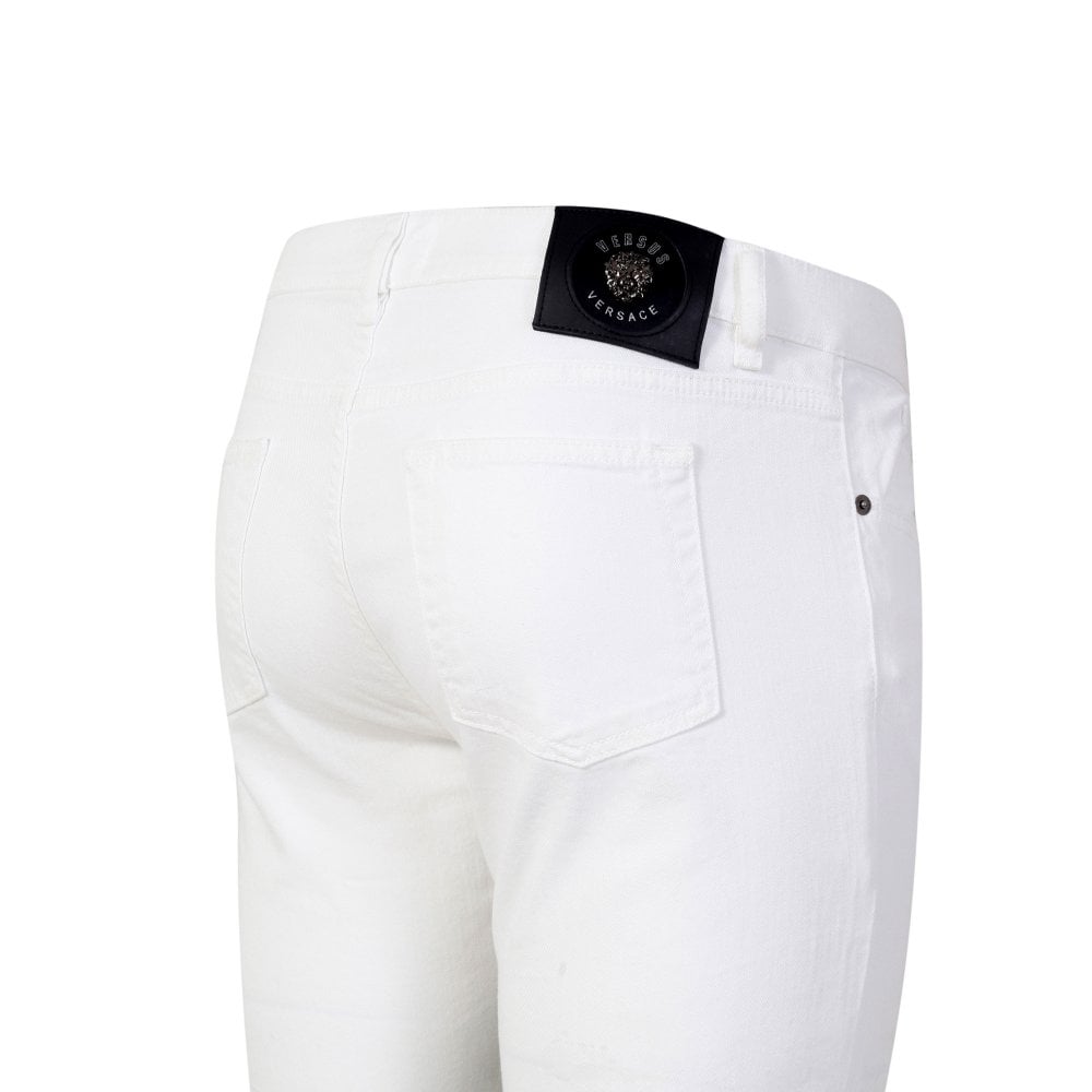 Versus Versace Mens Slim Fit Stretch White Jeans
