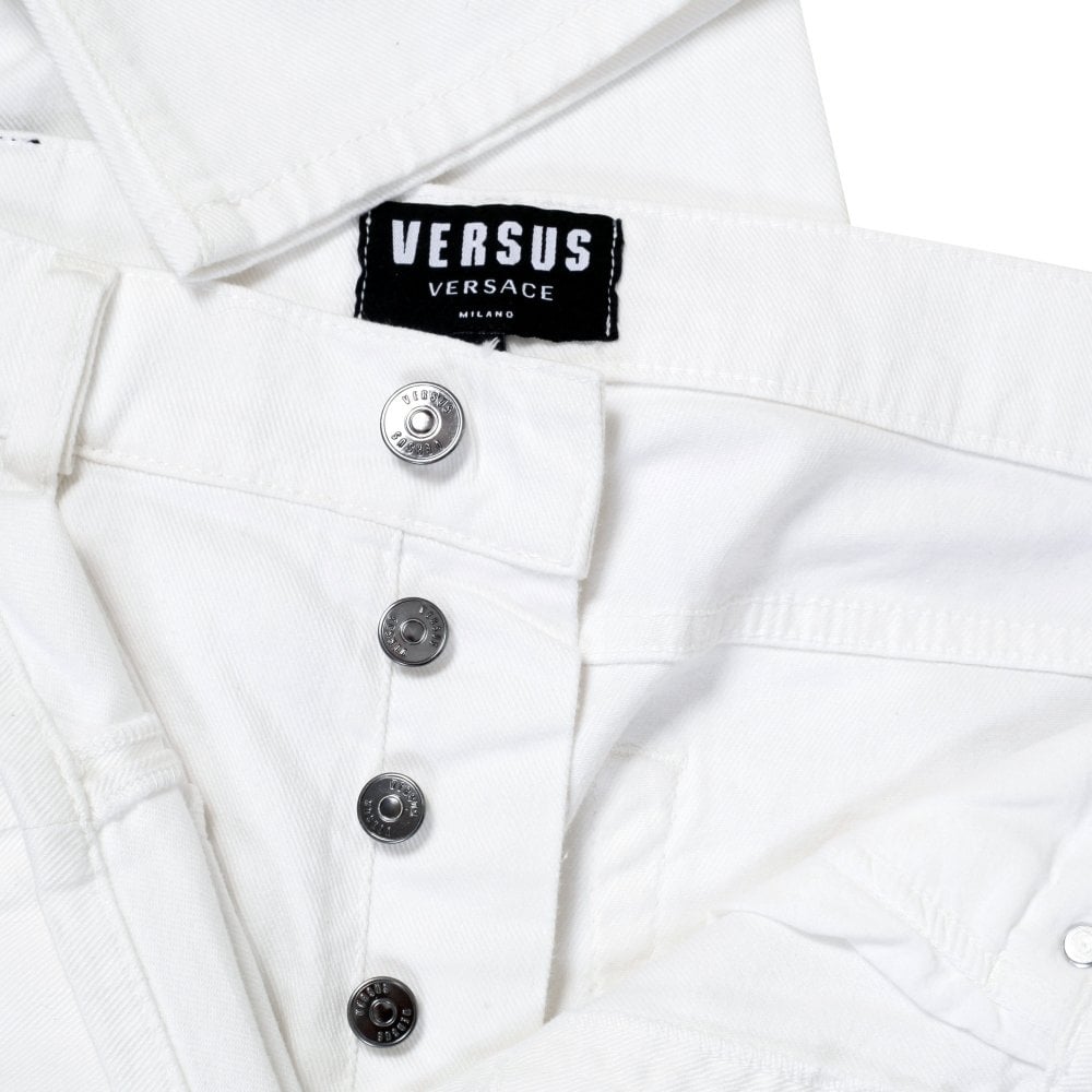 Versus Versace Mens Slim Fit Stretch White Jeans