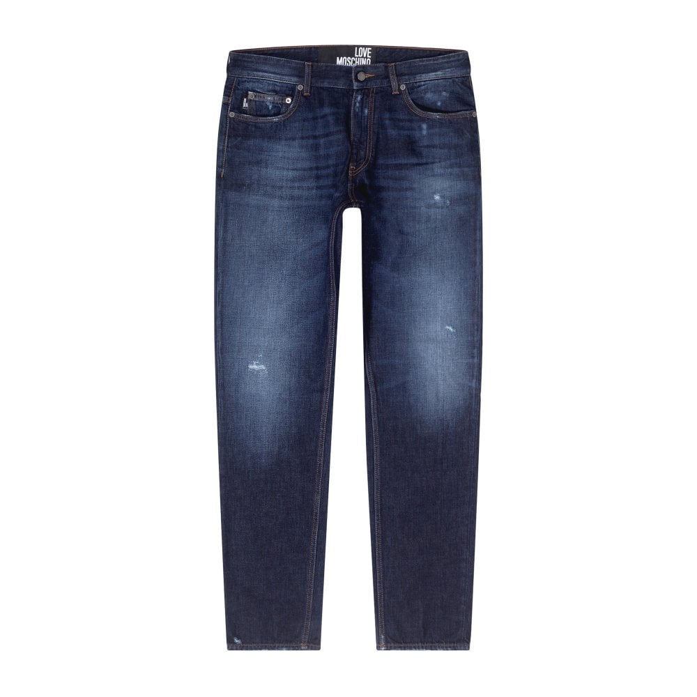 Love Moschino Mens Regular Slim Fit Dark Denim Jeans