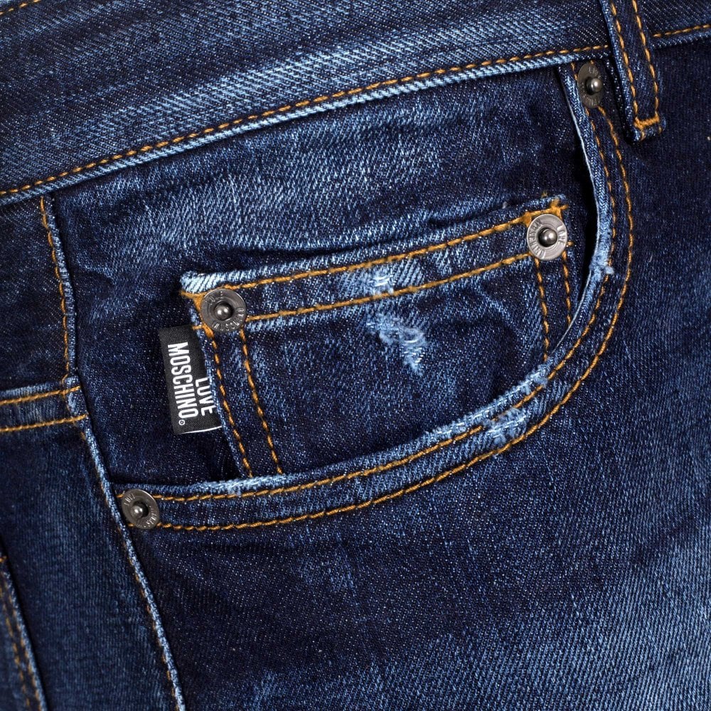 Love Moschino Mens Regular Slim Fit Dark Denim Jeans