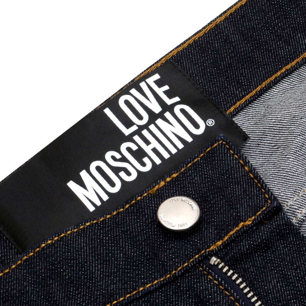 Love Moschino Mens Regular Slim Fit Dark Blue Stretch Denim Jeans