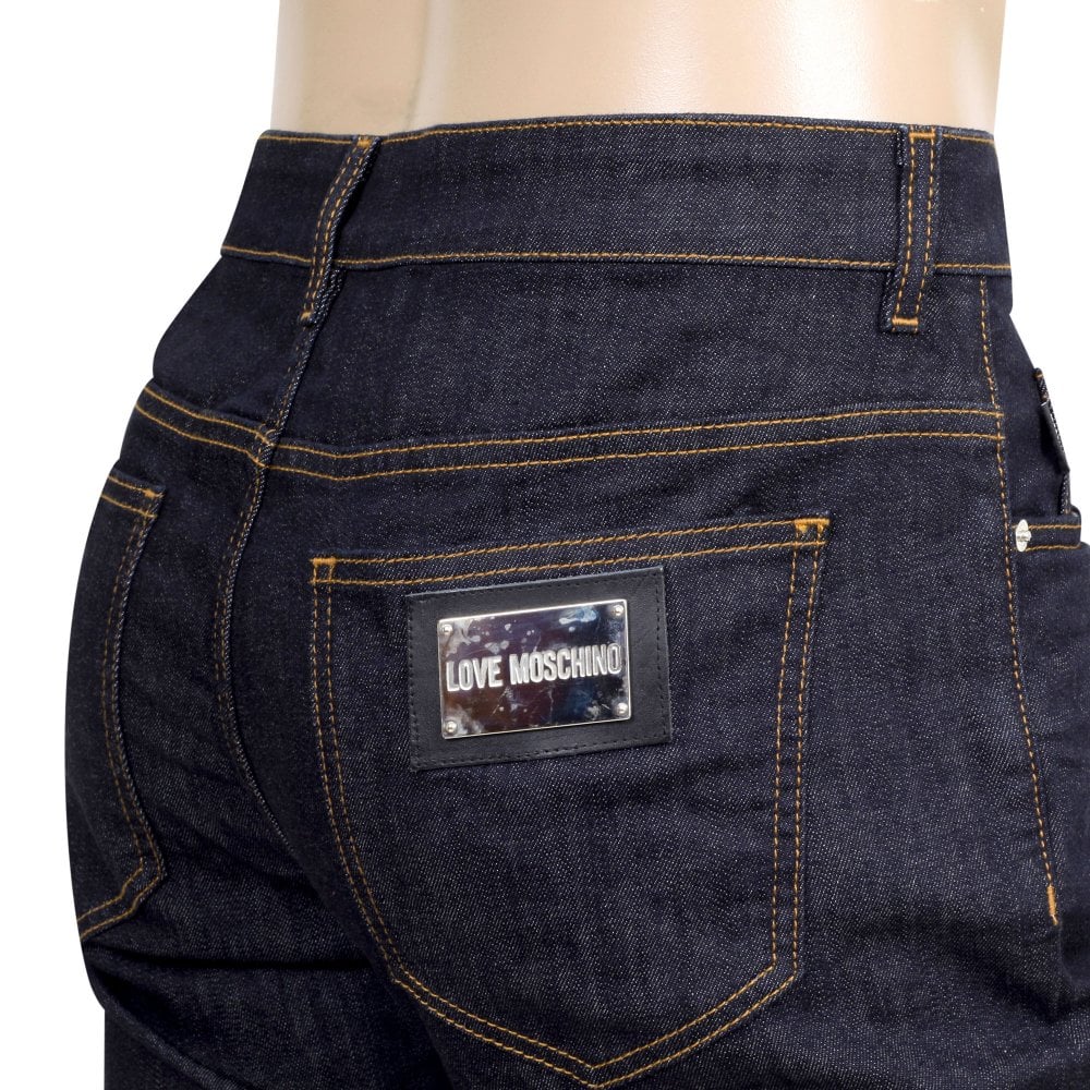 Love Moschino Mens Regular Slim Fit Dark Blue Stretch Denim Jeans