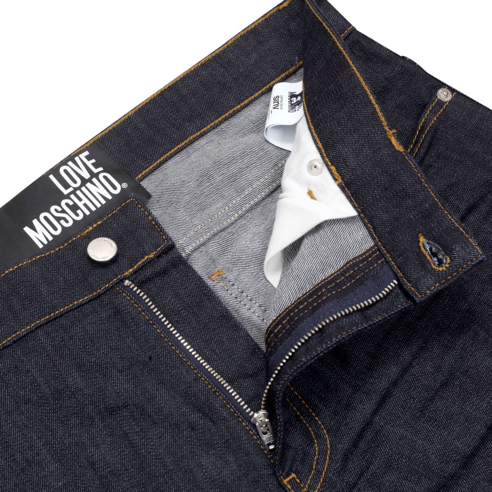Love Moschino Mens Regular Slim Fit Dark Blue Stretch Denim Jeans
