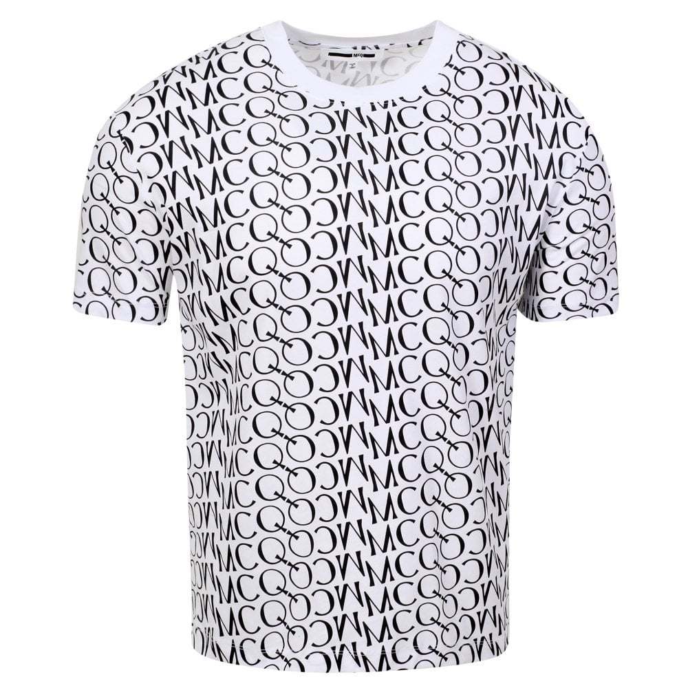 Mens Jacquard Logo White T Shirt