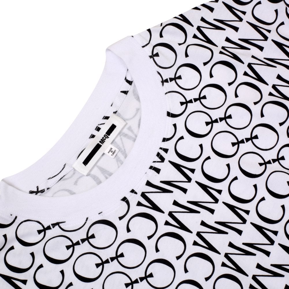 Mens Jacquard Logo White T Shirt