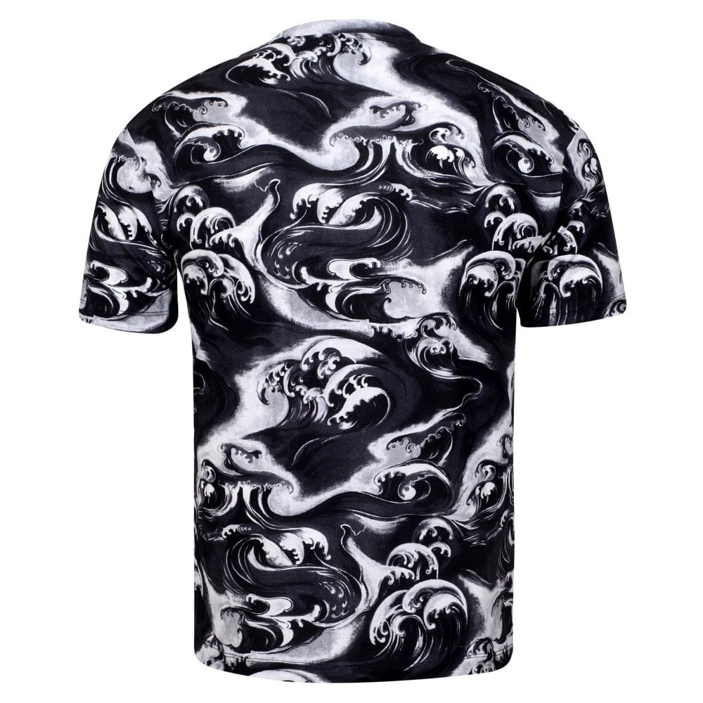 Mens Surf and Waves Black T Shirt