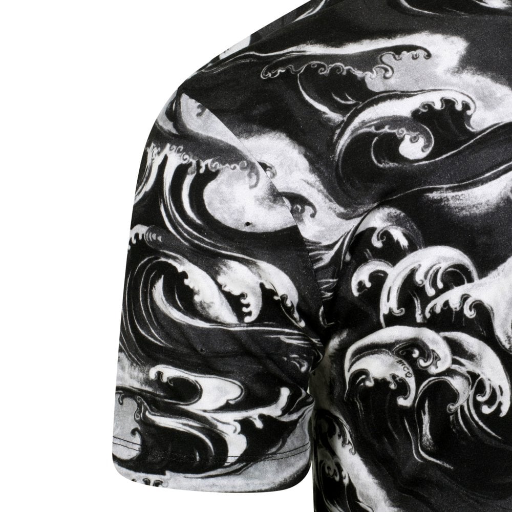 Mens Surf and Waves Black T Shirt
