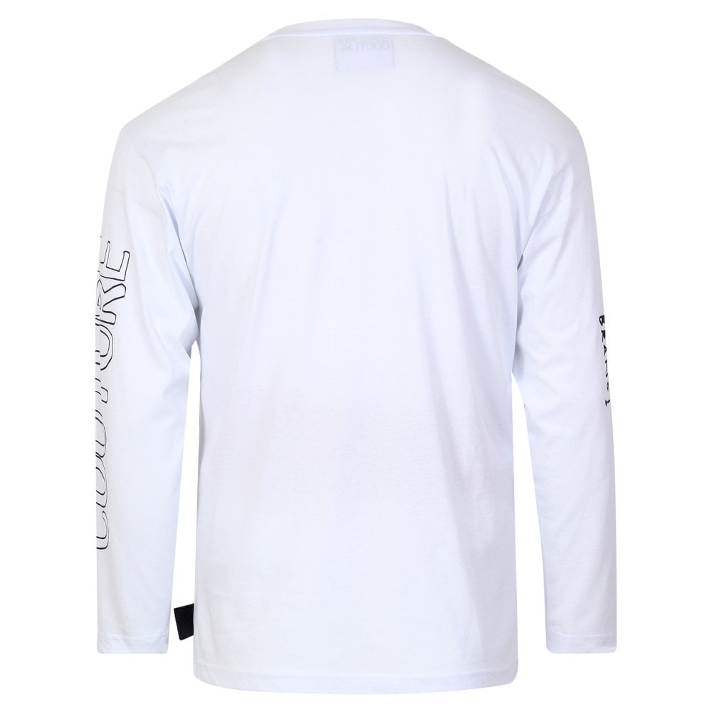Mens Logo Certificate Long Sleeve White T Shirt