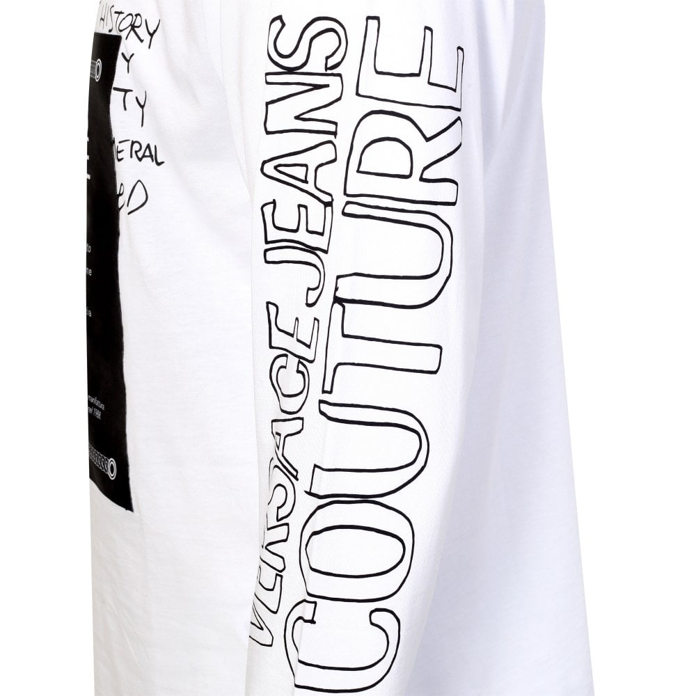 Mens Logo Certificate Long Sleeve White T Shirt