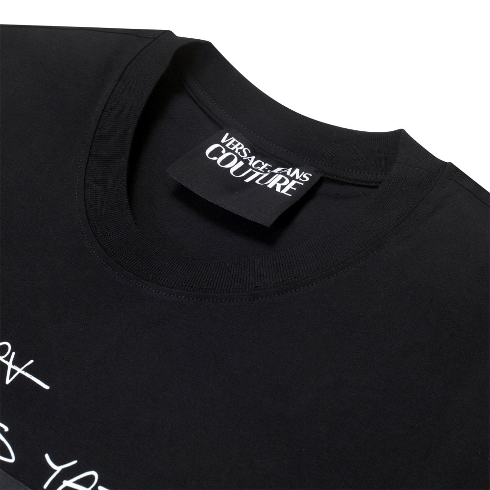 Mens Logo Certificate Long Sleeve Black T Shirt