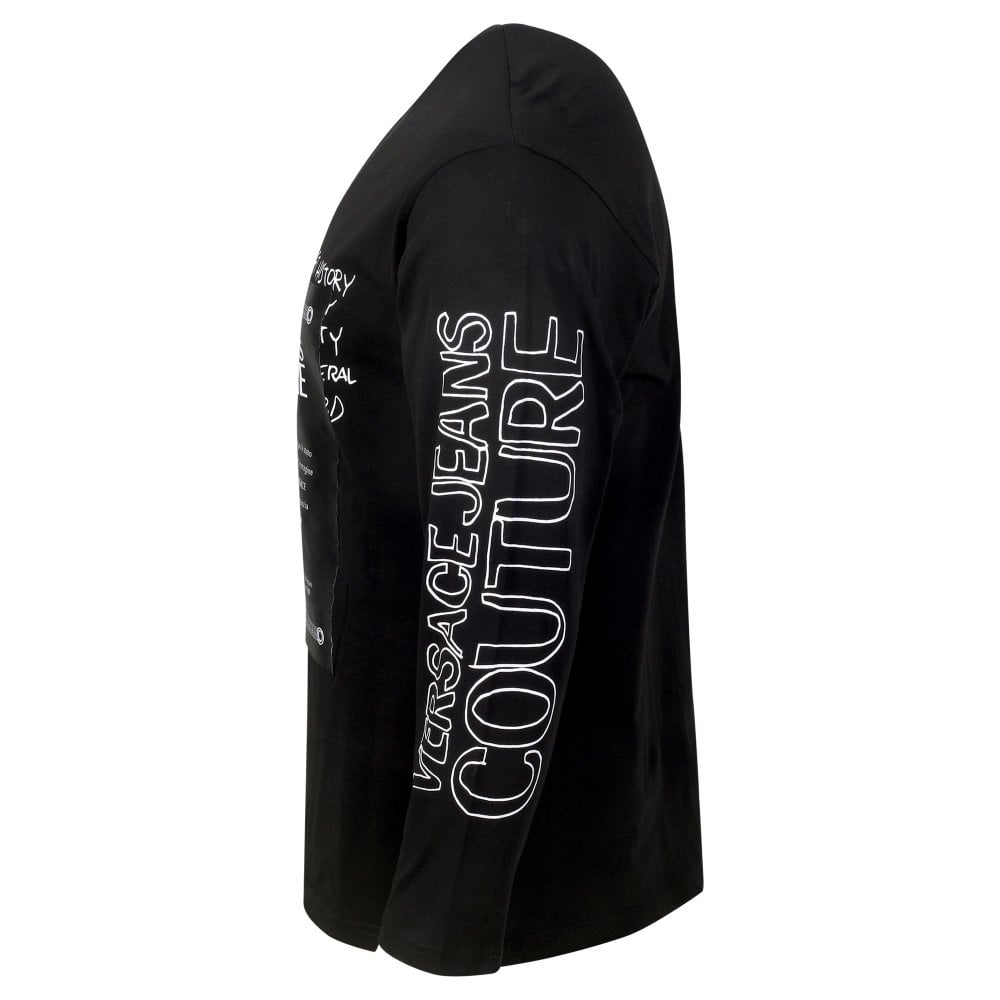 Mens Logo Certificate Long Sleeve Black T Shirt