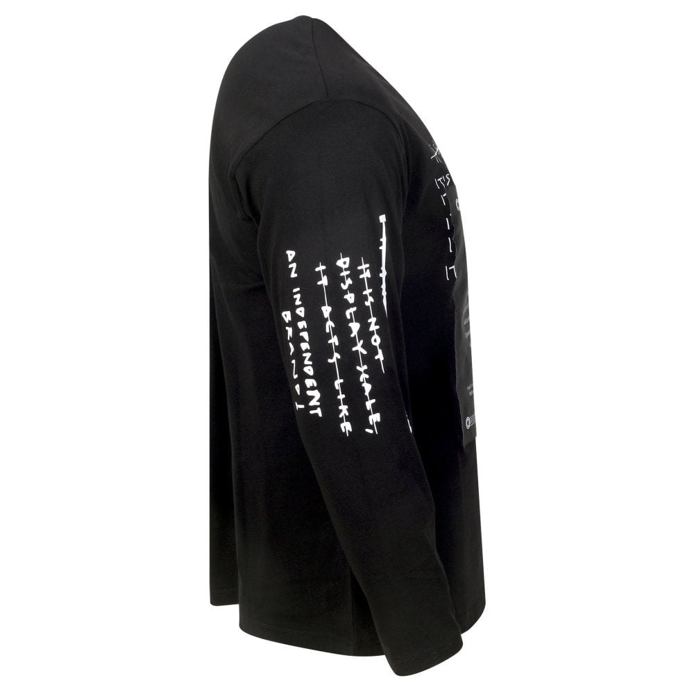 Mens Logo Certificate Long Sleeve Black T Shirt