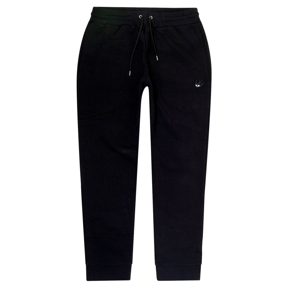 Black Mens Rib Sweat Pant Track Bottoms