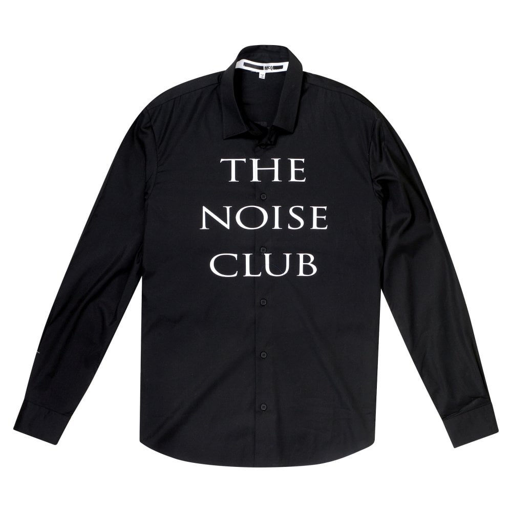 Mens Psych Over Print Long Sleeve Black Shirt