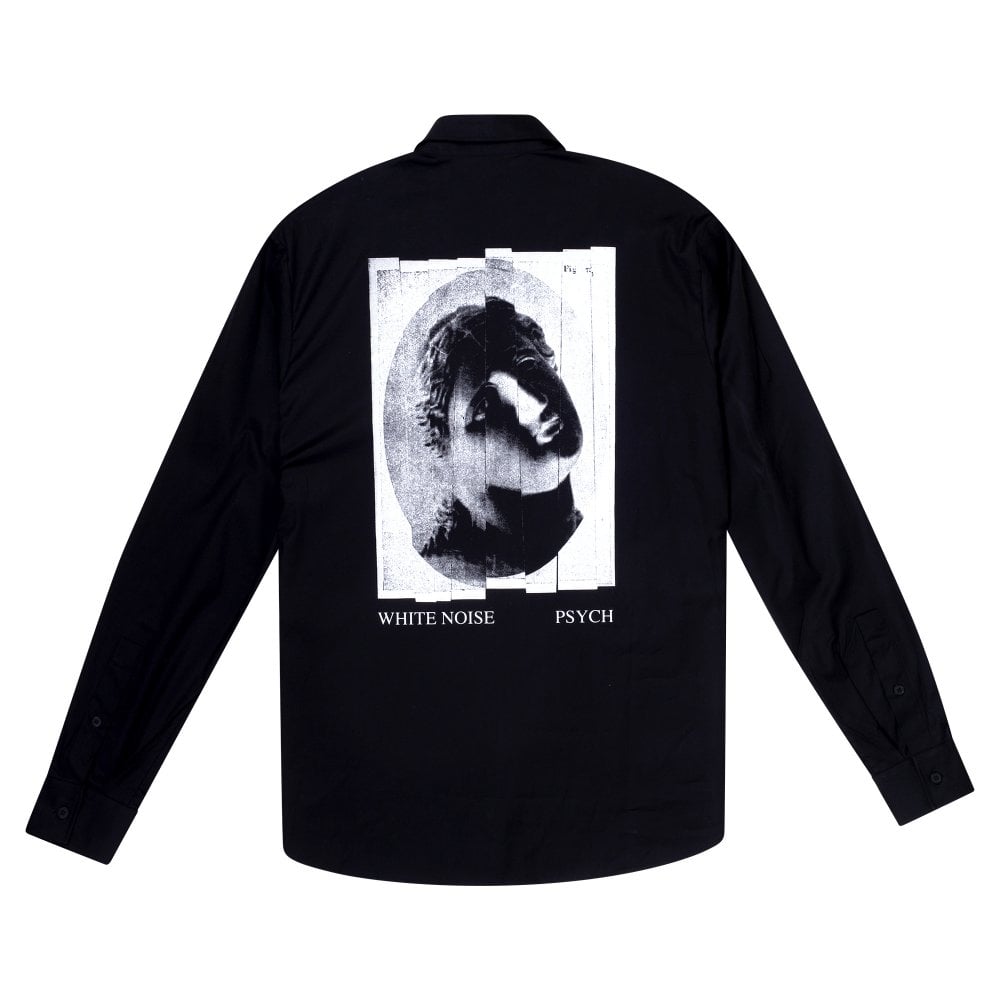 Mens Psych Over Print Long Sleeve Black Shirt