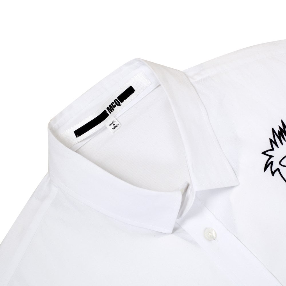 Mens White Shehan Embroidered Monster Long Sleeve Shirt