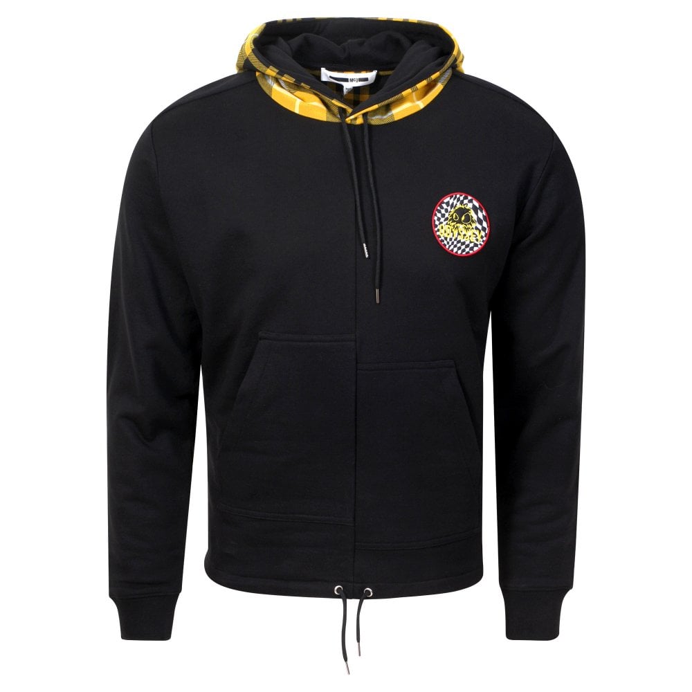 Mens Black and Yellow Gold Skater Hoody