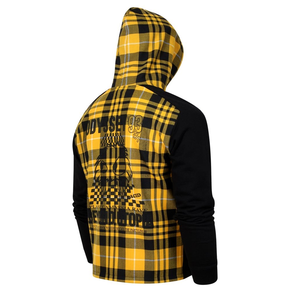 Mens Black and Yellow Gold Skater Hoody