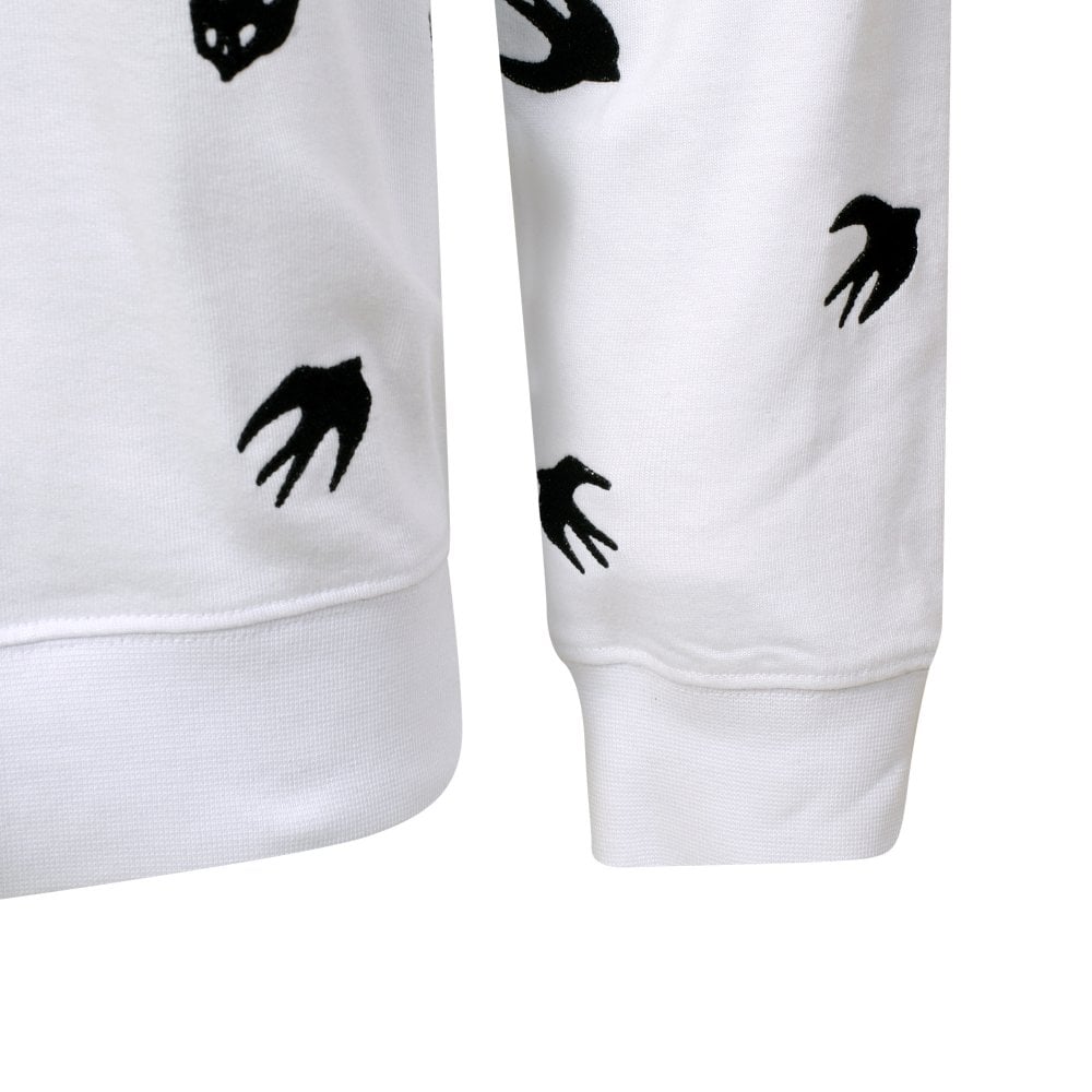 Mens Optic White Loose Fitting Crew Neck Sweatshirt