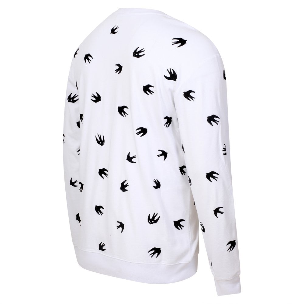 Mens Optic White Loose Fitting Crew Neck Sweatshirt