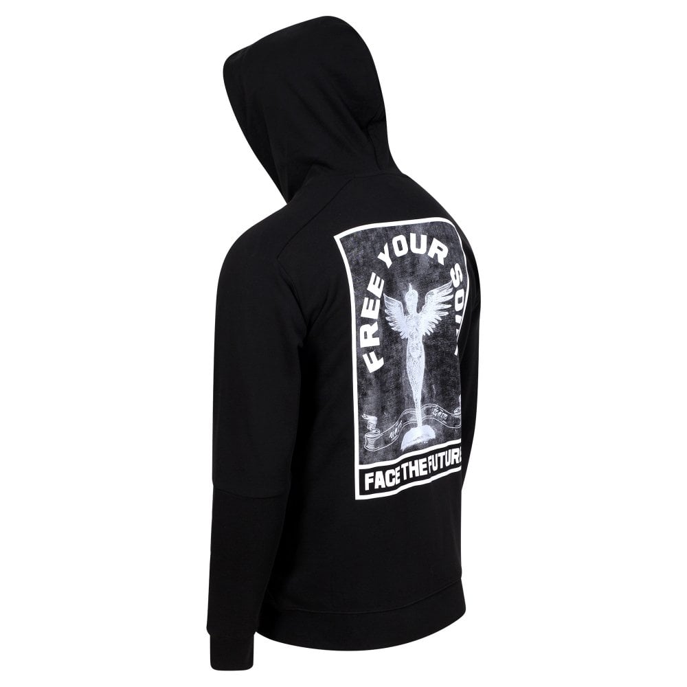 Mens Black Angel Zipped Hoody