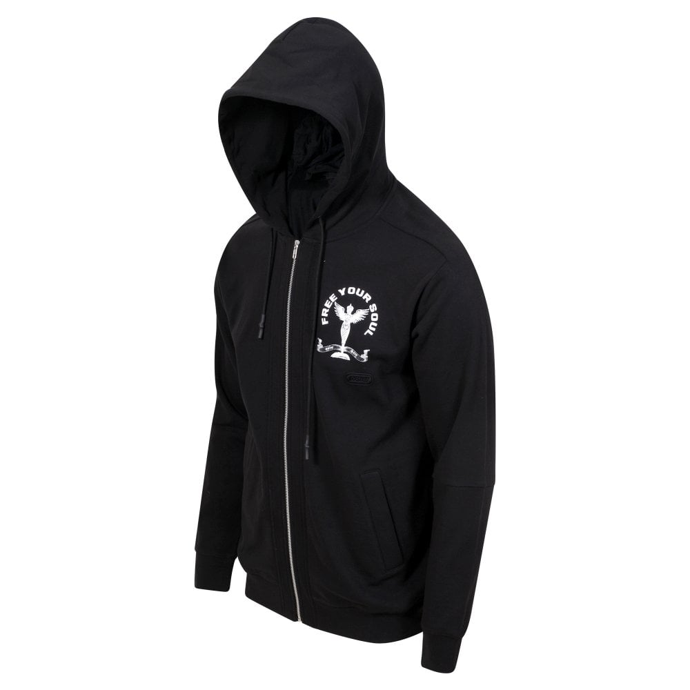 Mens Black Angel Zipped Hoody