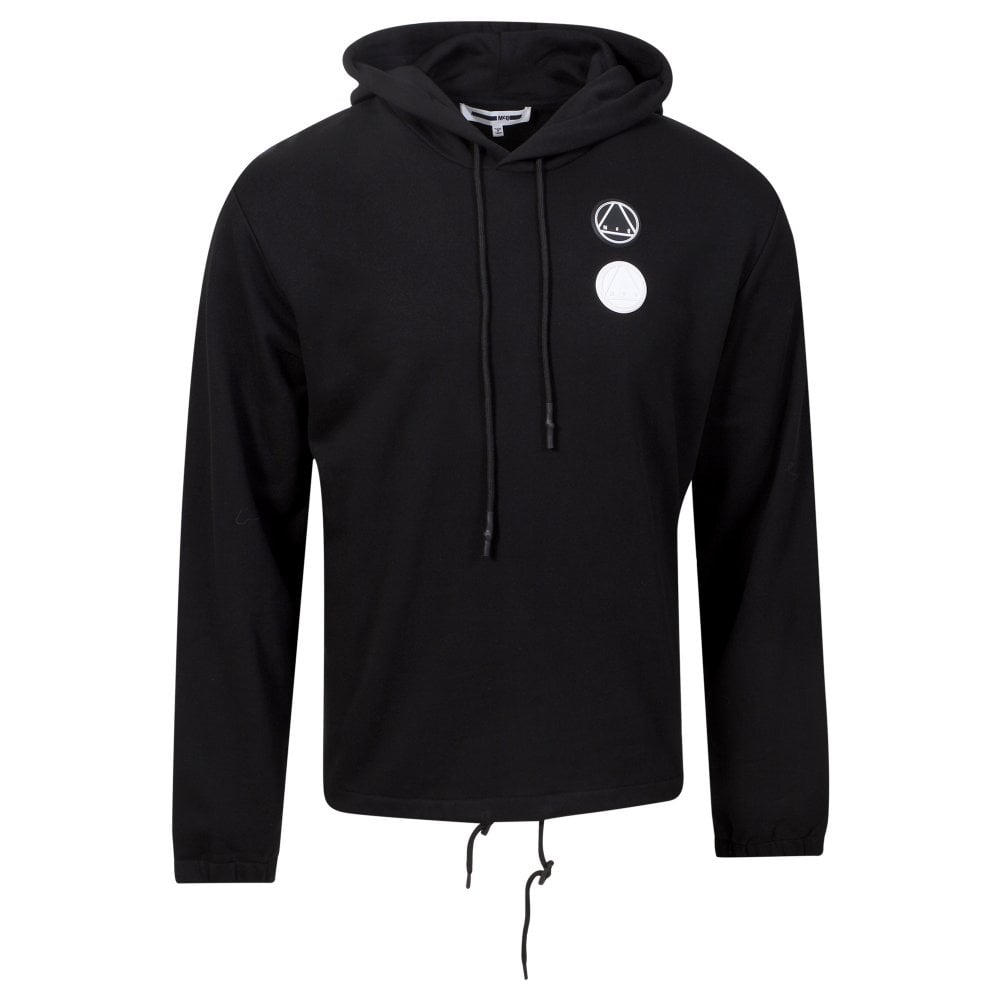 Drawstring Circular Logo Black Hoody