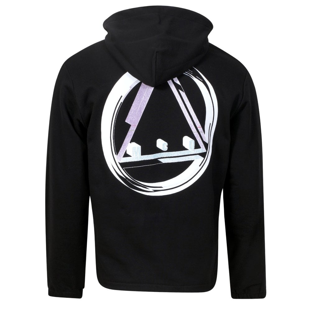 Drawstring Circular Logo Black Hoody