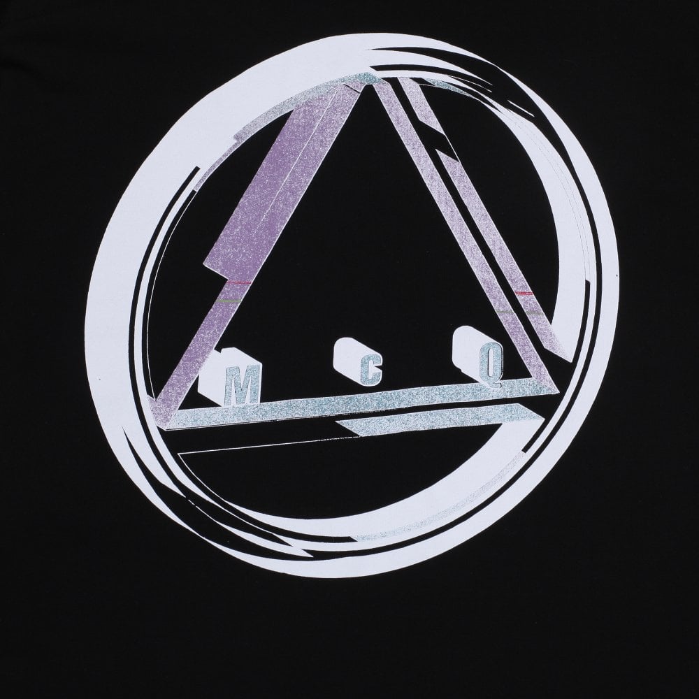 Drawstring Circular Logo Black Hoody
