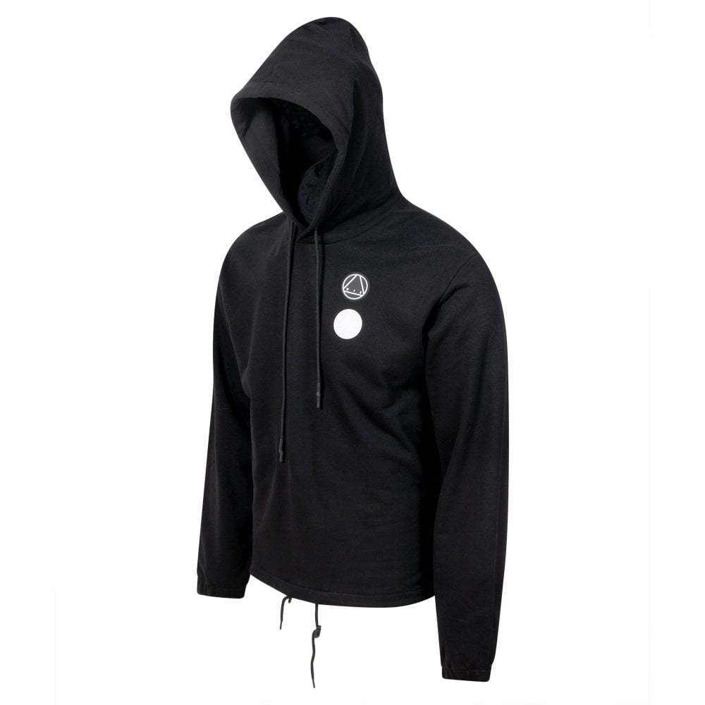 Drawstring Circular Logo Black Hoody