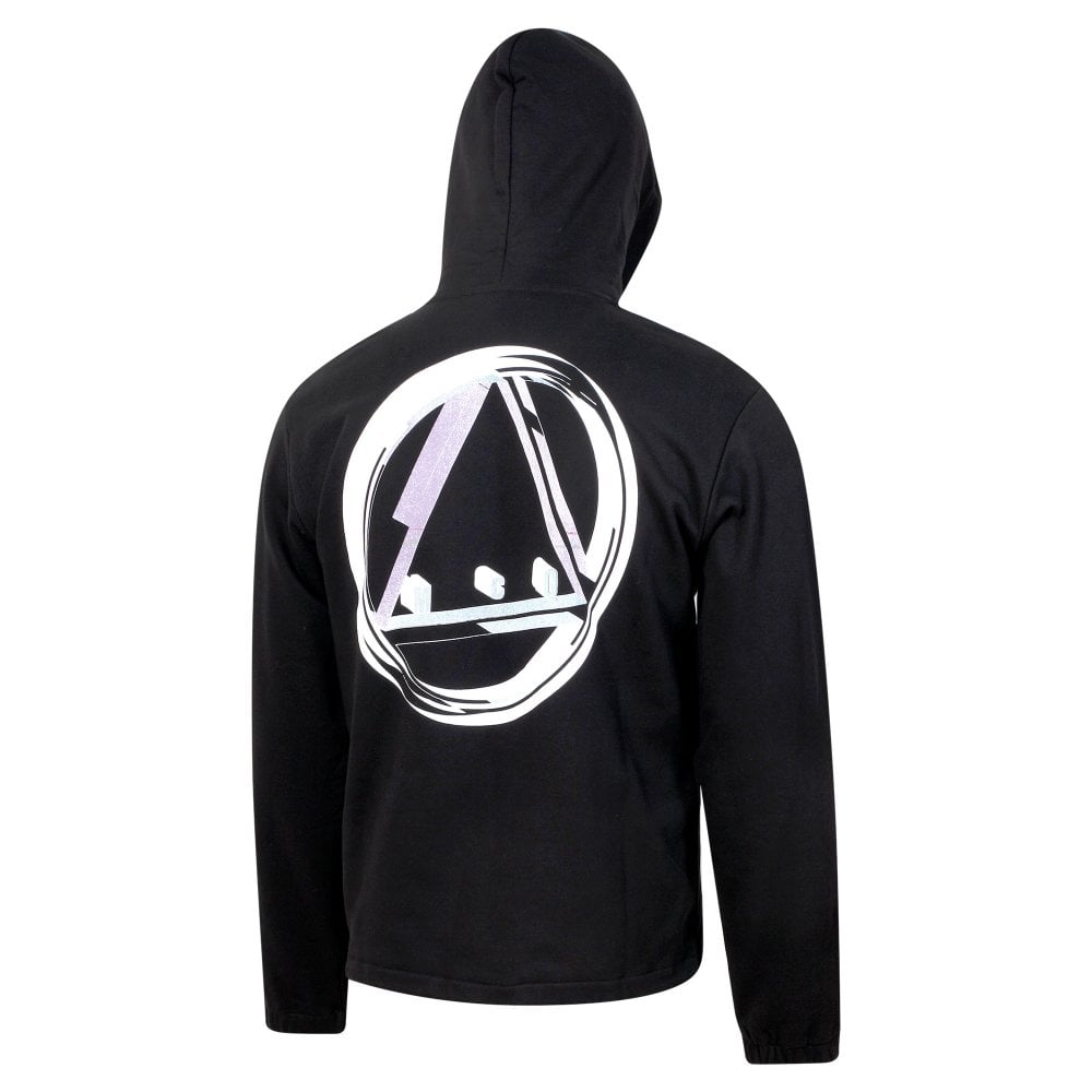 Drawstring Circular Logo Black Hoody