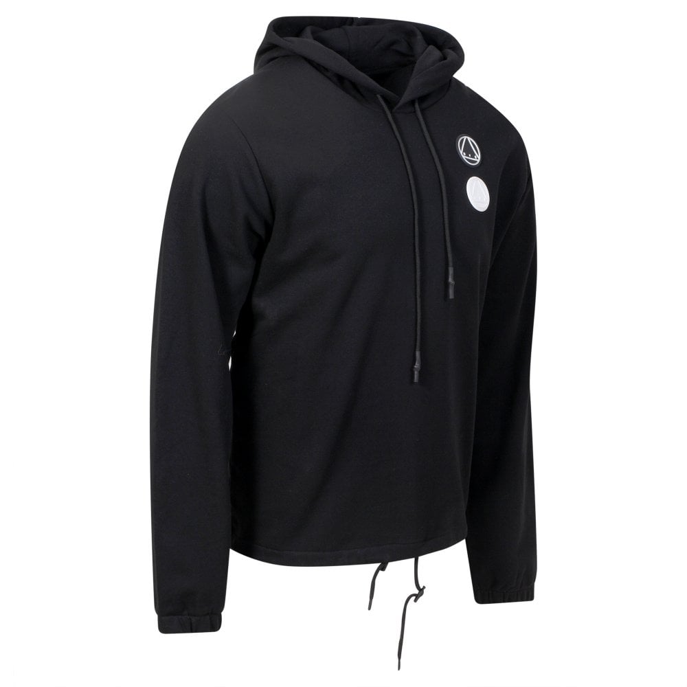 Drawstring Circular Logo Black Hoody