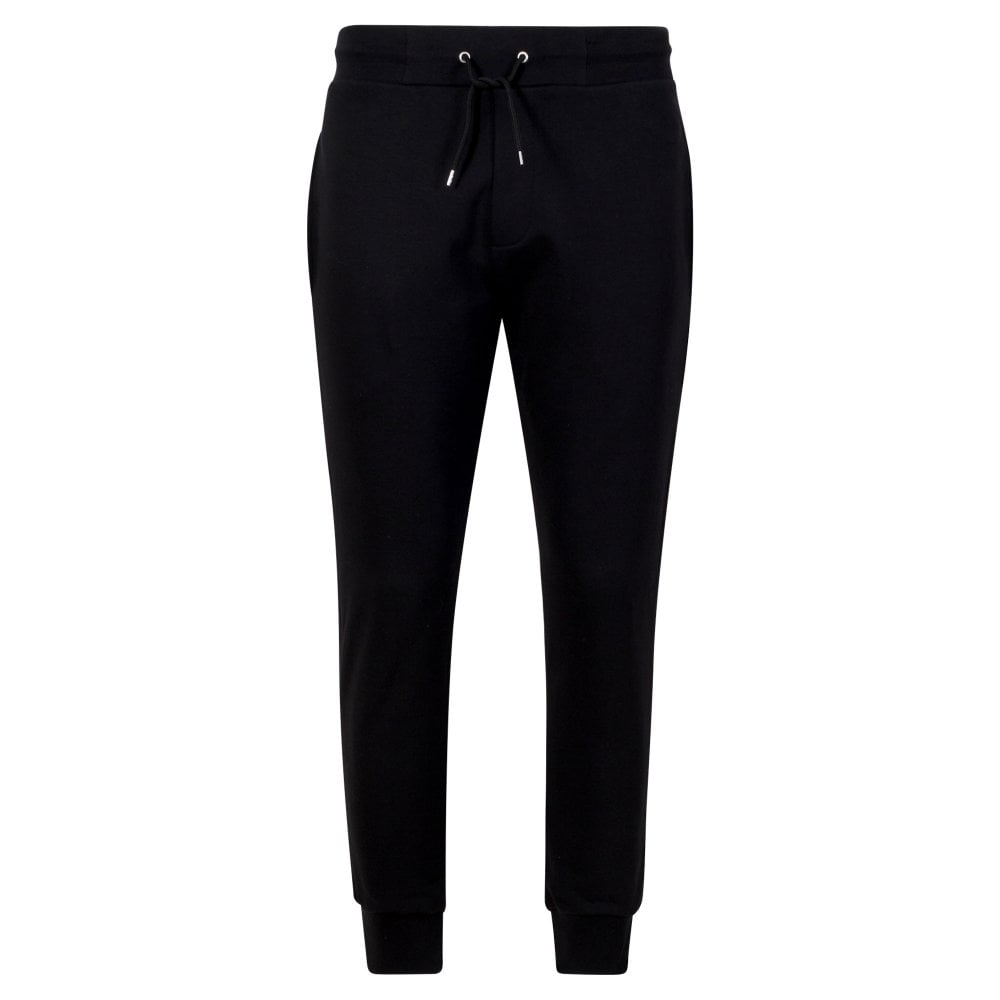 Black Mens Rib Sweat Pant Track Bottoms with Cube Logo