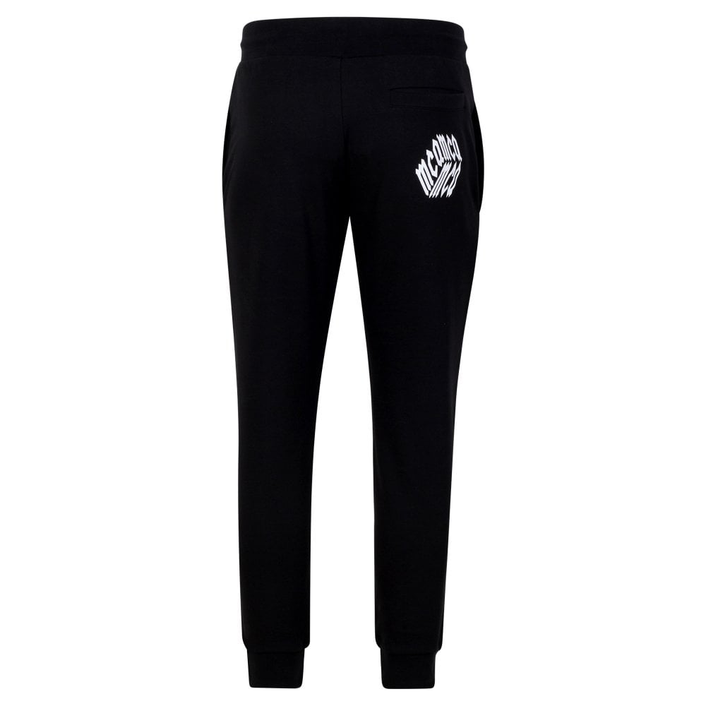 Black Mens Rib Sweat Pant Track Bottoms with Cube Logo