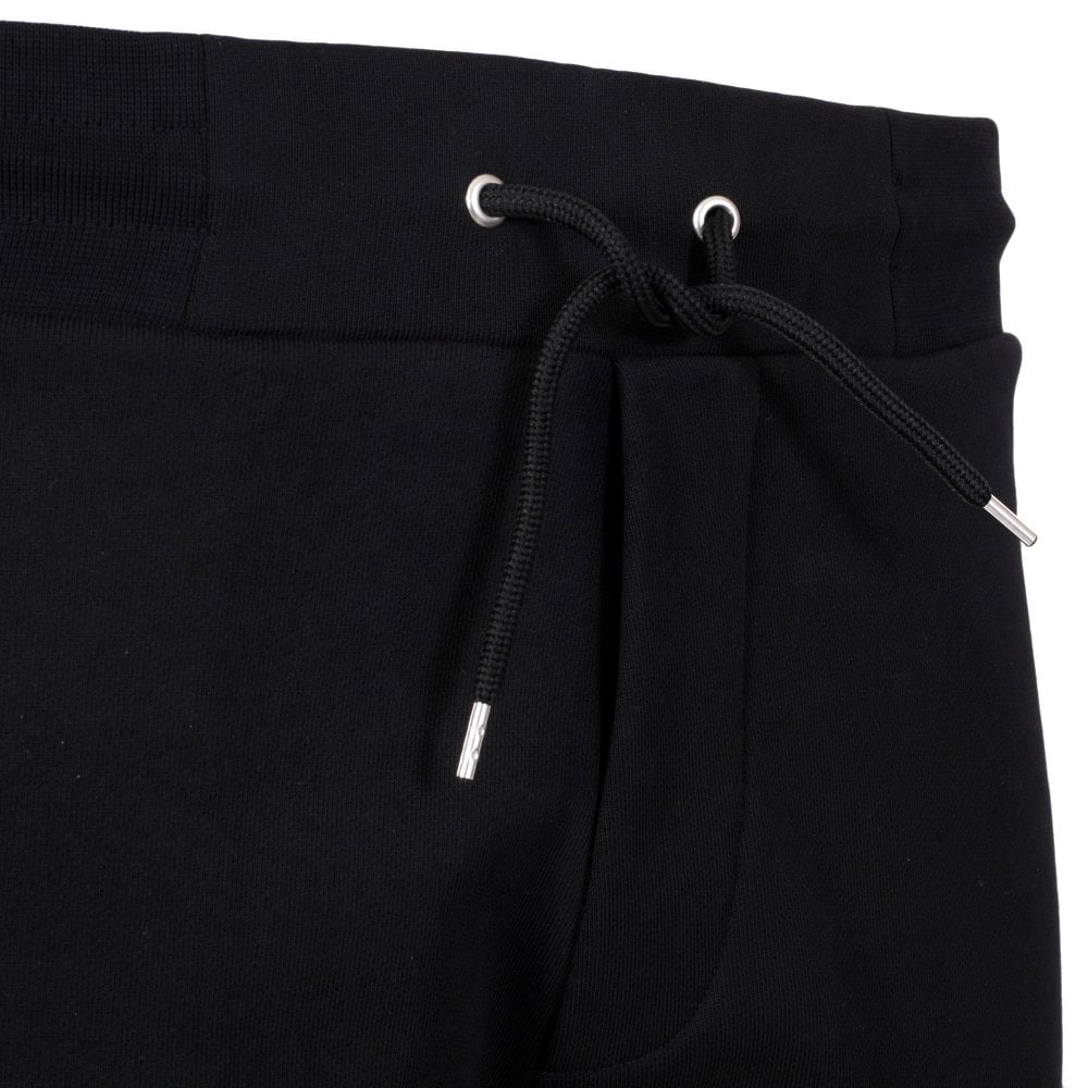 Black Mens Rib Sweat Pant Track Bottoms with Cube Logo