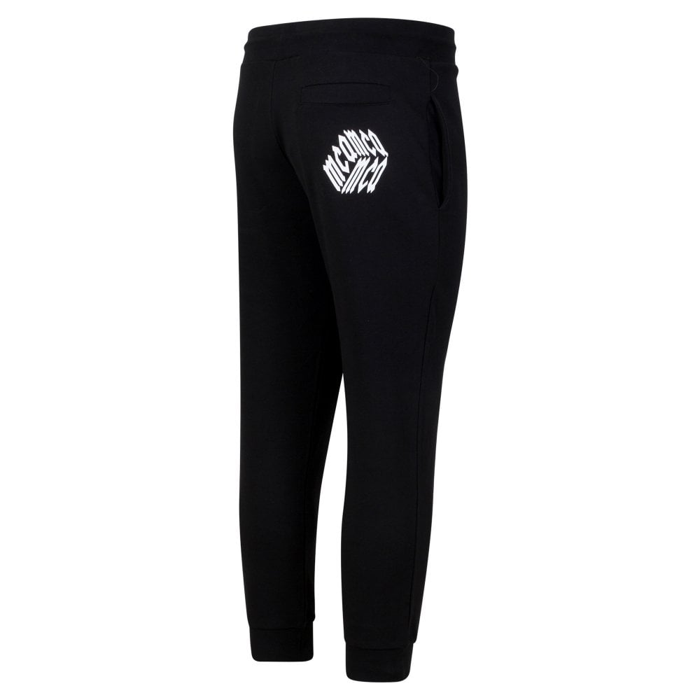 Black Mens Rib Sweat Pant Track Bottoms with Cube Logo