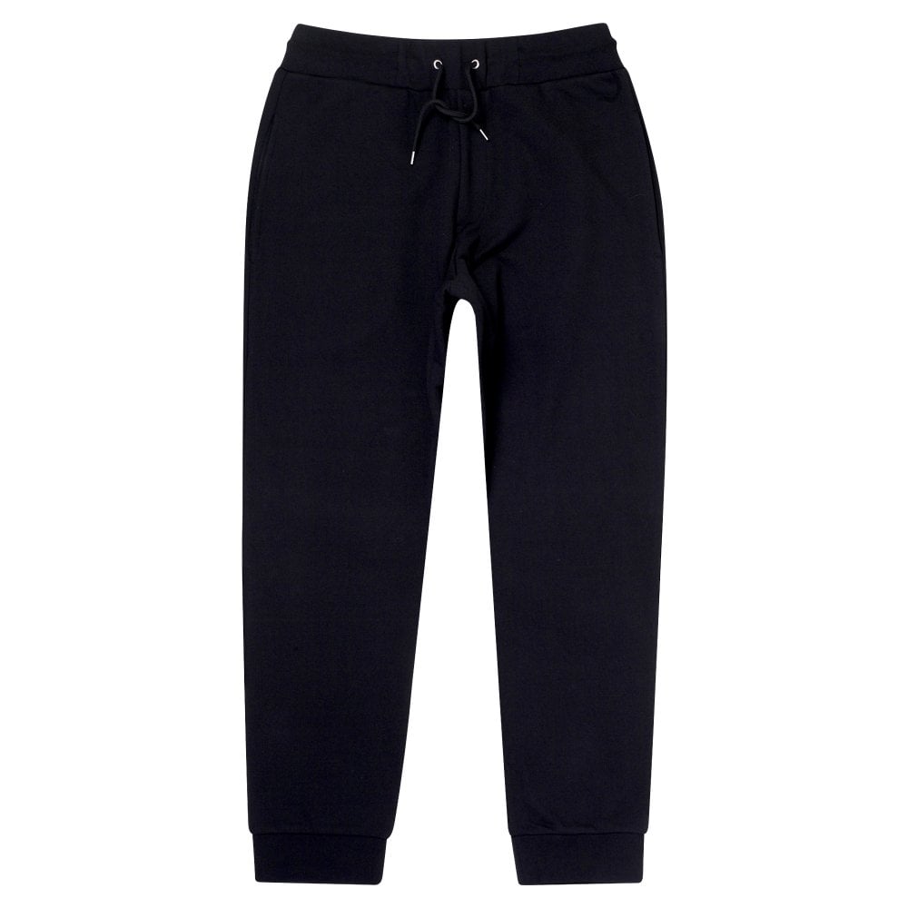 Black Mens Rib Sweat Pant Track Bottoms with Cube Logo