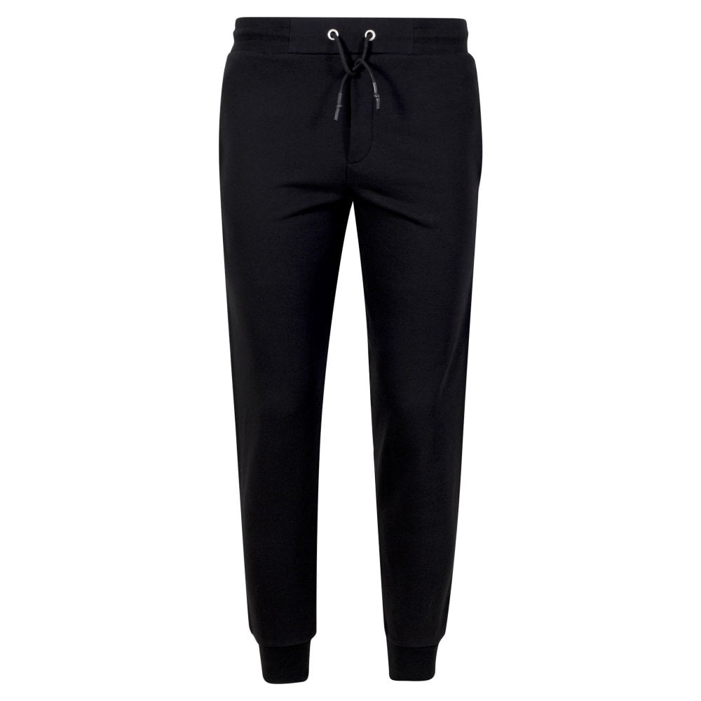 Mens Black Track Bottoms with Large Text Logo